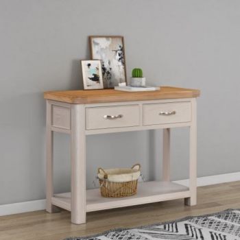 Bologna Painted Console Table with 2 Drawers - L42 x W100 x H80 cm - Oak