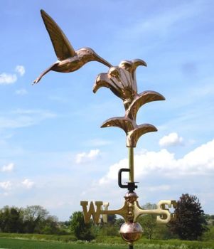 Cottage Hummingbird Copper Weathervane - H66 x W19 x L33 cm