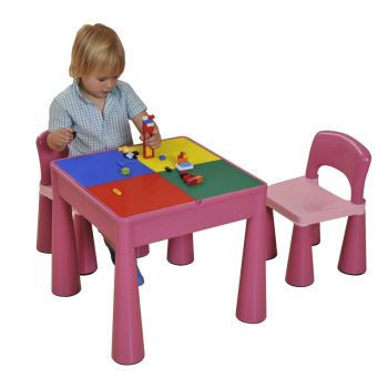 5 in 1 Multipurpose Activity Table & 2 Chairs - Pink
