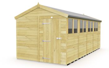 8 x 18 Feet Apex Shed - Single Door With Windows - Wood - L533 x W231 x H217 cm