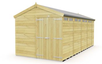 8 x 19 Feet Apex Security Shed - Double Door - Wood - L560 x W231 x H217 cm