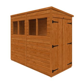 8x4 Flex Pent Double Door 12mm Flex - L238.8 x W115 x H203 cm - Solid Wood/Softwood/Pine - Burnt Orange
