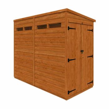8x4 Flex Pent Security Doubel Door 12mm Flex - L238.8 x W115 x H203 cm - Solid Wood/Softwood/Pine - Burnt Orange