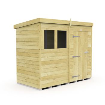 8 x 4 Feet Pent Shed - Single Door With Windows - Wood - L118 x W243 x H201 cm