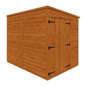 8 x 6 Feet Flex Pent Double Door Windowless 12mm Flex - Solid Wood/Softwood/Pine - L238.8 x W175 x H203 cm - Burnt Orange