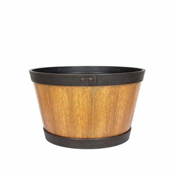 45cm Large Oban Whiskey Barrel - Plastic - L45 x W45 x H26 cm - Light Oak