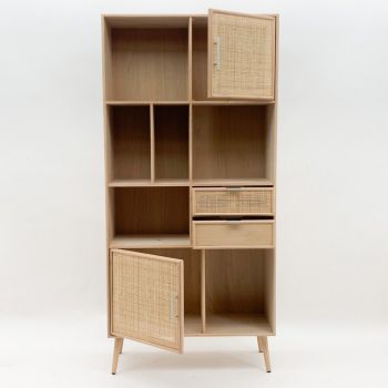 Display Cabinet - Wood - L40 x W92 x H189 cm - Light Brown