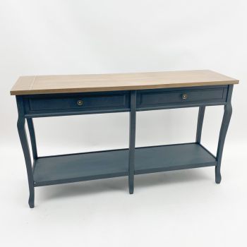 2 Drawers Console Table - Wooden - L40 x W140 x H80 cm - Blue