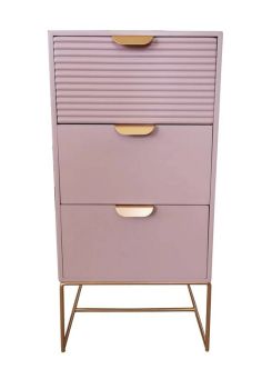 3 Drawer Bedside Table - Wood - L24 x W30 x H64 cm - Pink