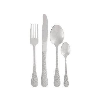 Avie 16 Piece Zebra Cutlery Set - Metal - L8 x W15 x H25 cm - Silver