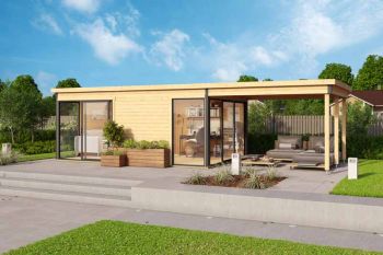 Optional Extra - Domeo 3/4 extension for Log Cabin, Wooden Garden Room, Timber Summerhouse, Home Office - H239.4 cm