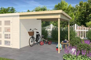 Zambezi anbau 300x250-Log Cabin, Wooden Garden Room, Timber Summerhouse, Home Office - H211 cm