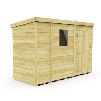9 x 4 Feet Pent Shed - Single Door With Windows - Wood - L118 x W276 x H201 cm