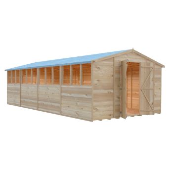 Overlap 10 x 20 Feet Dip Treated Apex Shed Double Door with Windows