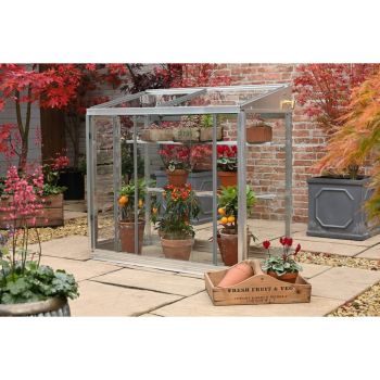 Harlow 3 Feet 4 Inches Freestanding Greenhouse - Aluminum/Glass - L100 x W55 x H95 cm - Without Coating