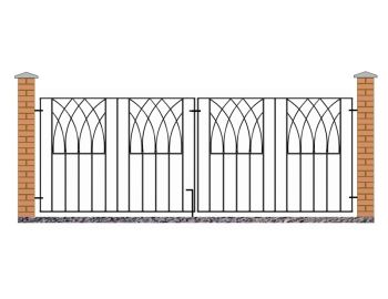 Abbey Modern Double Driveway Gate - Solid Steel - Fits Gap of 2413 mm x 812 mm High - Electro Galvanised/Black Powder Coated