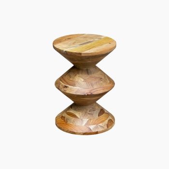 Kora Totem Shaped End Table - Acacia Wood - L35 x W35 x H50 cm - Brown