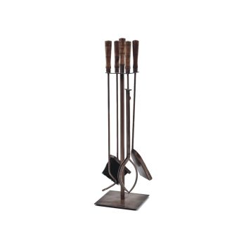 Fireside Companion Set - Iron - L20.5 x W20.5 x H74 cm - Copper