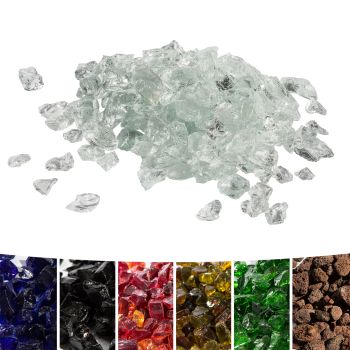  Fire Pit Glass Rocks 4 kg - Ice - 30 x 8 x 8 cm