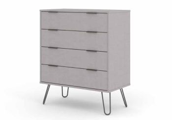 4 Drawer Chest of Drawers - Textured Manufactured Board/Metal - 76.5 x 39.5 x 90.3 cm - Grey 