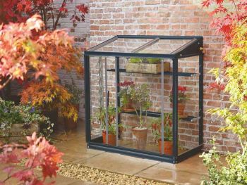 Harlow 3 Feet 4 Inches Lean to Mini Greenhouse - Aluminum/Glass - L100 x W53 x H95 cm - Anthracite