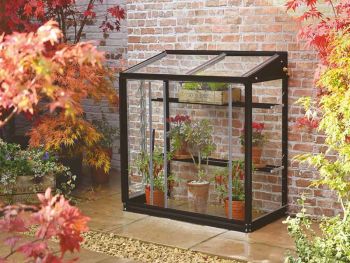 Harlow 3 Feet 4 Inches Lean to Mini Greenhouse - Aluminum/Glass - L100 x W53 x H95 cm