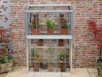 Harewood 3 Feet 4 Inches Lean to Mini Greenhouse - Aluminum/Glass - L100 x W53 x H151 cm - Anthracite