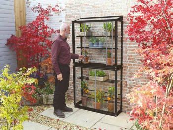 Westminster 3 Feet 4 Inches Small Greenhouse - Aluminium/Glass - L100 x W33 x H172 cm - Black