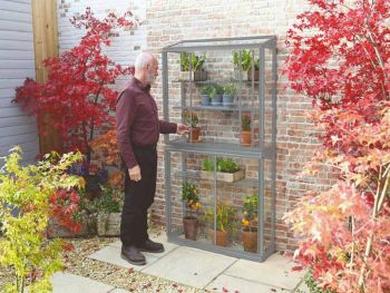 Westminster 3 Feet 4 Inches Small Greenhouse - Aluminium/Glass - L100 x W33 x H172 cm - Smokey Grey