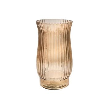 Airlie Ribbed Vase - Glass - L14.5 x W14.5 x H27 cm - Apricot