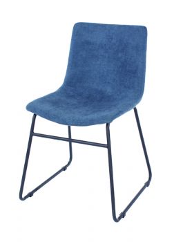 Aspen Pair Dining Chair, Blue Fabric with Black Metal Legs