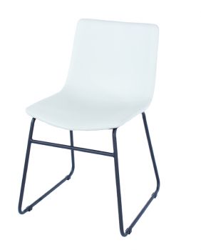 Aspen Pair Dining Chair, PU Grey with Black Metal Legs