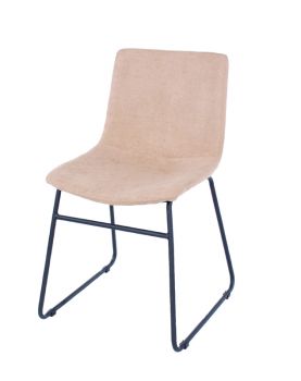 Aspen Pair Dining Chair, Sand Fabric with Black Metal Legs