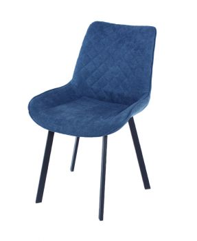 Aspen Pair Dining Chair, Blue Fabric with Black Metal Legs