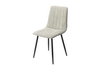Straight Stitch Lt Cord Dining Chair with Tapered Legs (Set of 2) - Metal - L54 x W44 x H88 cm - Light Grey/Black - Flat Packed