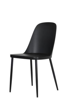 Duo Chair Plastic Seat with Metal Legs (Set of 2) - L53.5 x W46 x H84 cm - Black - Flat Packed