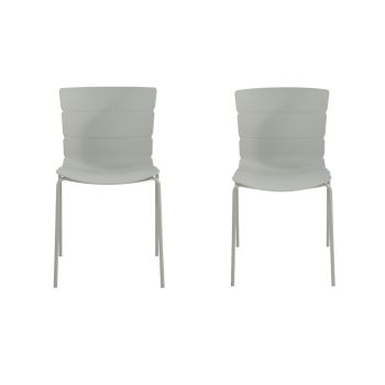 Bali Kitchen Chairs (Set of 2) - Plastic/Metal - L50.5 x W47 x H81 cm - Light Grey - Flat Packed