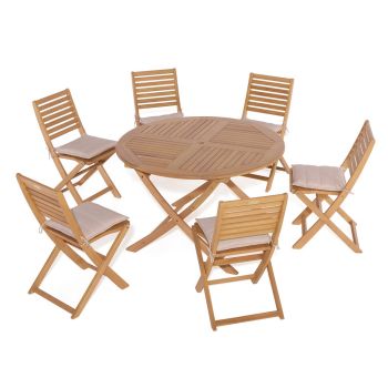 Ashdown Six Seater Round Wooden Dining Set
