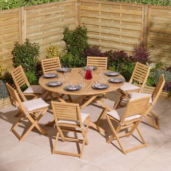 Ashdown Eight Seater Round Wooden Dining Set