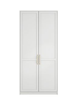 Austen 2 Door Wardrobe - Engineered Wood/Metal - L58 x W100 x H220 cm - White/Gold Brushed