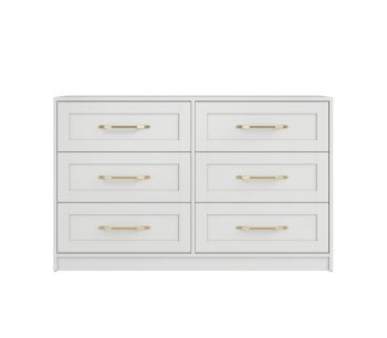 Austen Chest - Engineered Wood/Metal - L45 x W121.5 x H75 cm - White/Gold Brushed