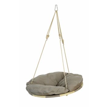 Swing Nest Hanging Chair - Spruce Wood/Poly-Acrylic - L120 x W120 x H185 cm - Taupe