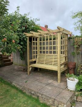 Beatrice Arbour - Sits 3, Wooden Garden Bench with Trellis - L90 x W170 x H210 cm - Minimal Assembly Required