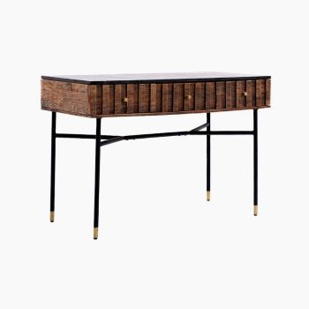 Derek Top Three Drawer Console Table - Mango Wood/Marble/Metal - L120 x W40 x H77 cm - White