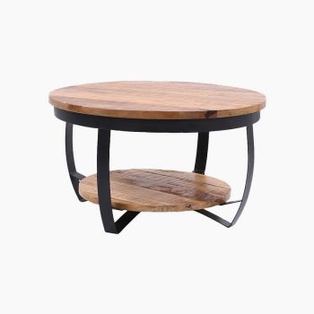 Vera Drum Coffee Table - Mango Wood/Metal - L85 x W85 x H46 cm - Natural