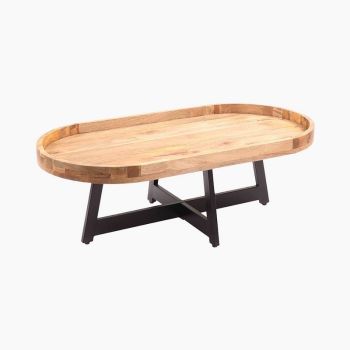 Colin Oval Coffee Table - Mango Wood/Metal - L116 x W60 x H45 cm - Natural