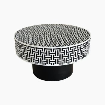 Ada Coffee Table - Bone Inlay/Metal - L80 x W80 x H45 cm - Black