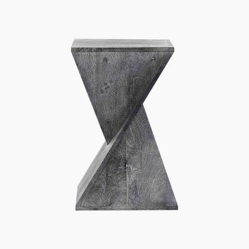 Kai Z-Shaped End Table - Mango Wood - L35 x W35 x H58 cm - Grey