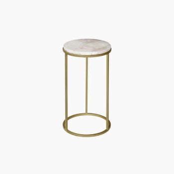 Greta Rose Quartz End Table - Agate/Metal - L30 x W30 x H55 cm - Pink