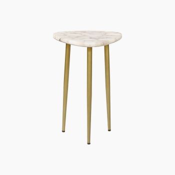 Amara White Agate End Table - Agate/Metal - L40 x W36 x H52 cm - Gold